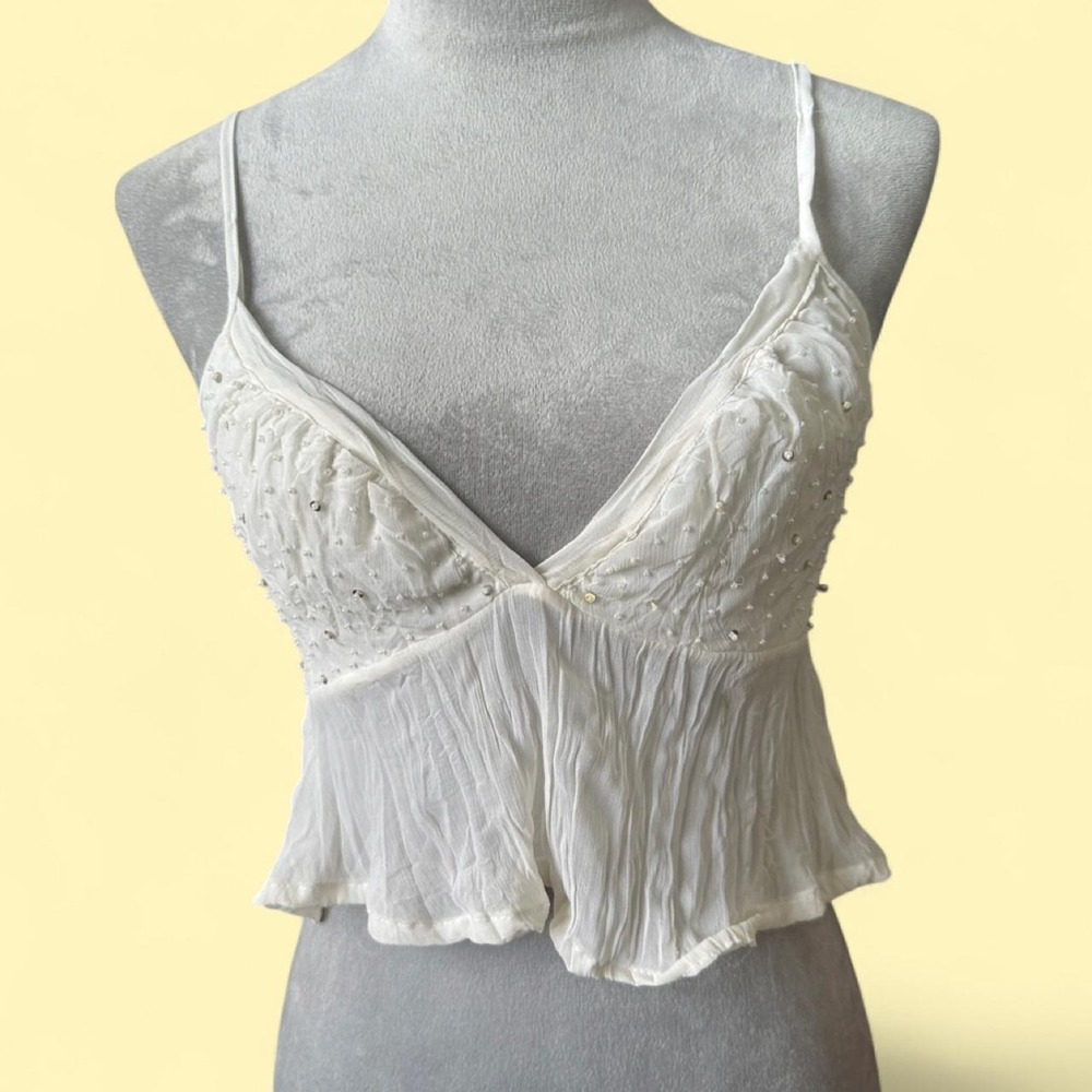 Vintage 90s/Y2K DARE Beaded Crinkle Cami